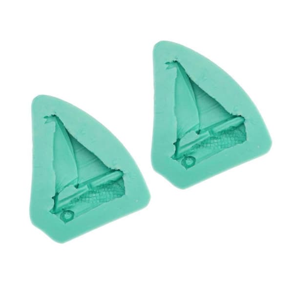 Fondantform Silikonkakform för bakning, 2 st gröna fiskebåtar