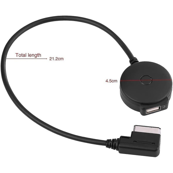 Auton Ami Mdi Bluetooth-äänen ja Aux-naarasliittimen USB-sovitinkaapeli A4 A6 Q5 Q7:lle jälkikäteen 2009 (1 kpl musta)