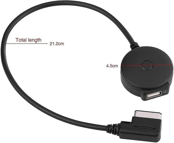 Bil Ami Mdi Bluetooth Audio Aux Hun USB Adapter Kabel til A4 A6 Q5 Q7 Efter 2009 (1 stk sort)