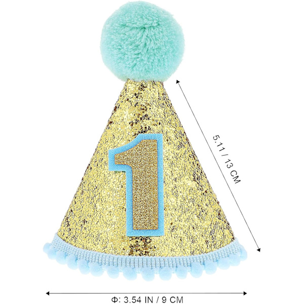 1:a födelsedagshätta glitter konhatt justerbar