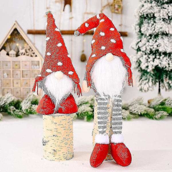 Jule Langbenet Nisse Gnome Plys Dukke Ornament Jule Elf Legetøj-a