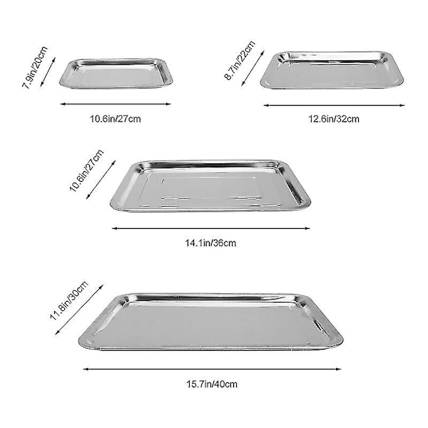 4 st serveringsbricka i rostfritt stål