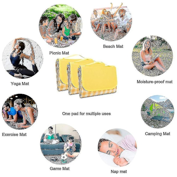 Picknickfilt för utomhusbruk, hopfällbar filt, halkfri matta