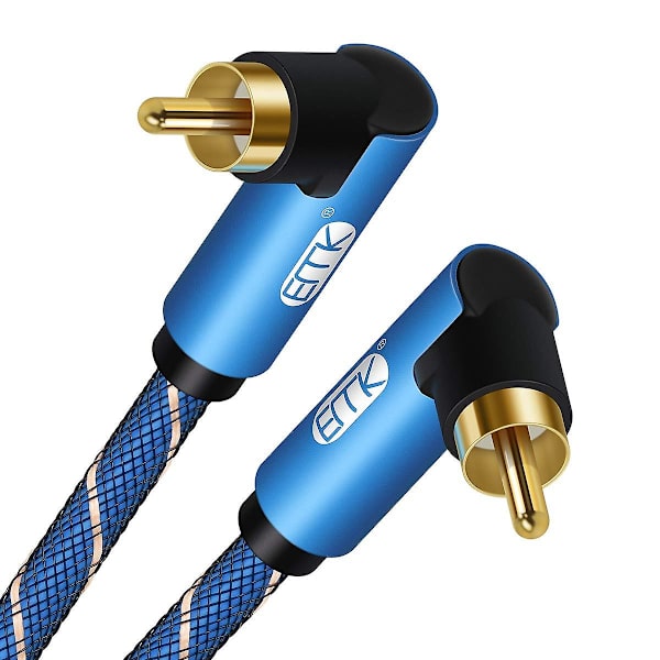 90 Graders Subwoofer Kabel Retvinklet RCA til RCA Lydkabel 24k Forgyldt Digital Koaksial RCA Snor til Hjemmekino, HDTV, DVD