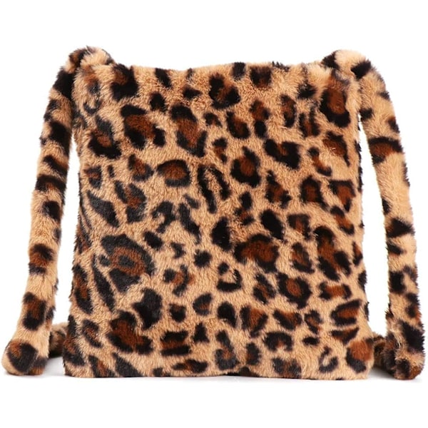 Plush-laukku naisille, uusi leopard-olkalaukku, vapaa-ajan suurikokoinen villainen olkalaukku