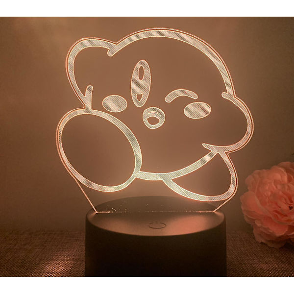 3D Nattlampa Stjärna Kirby Kreativ USB Touch Färgrik Fjärrkontroll 16 Färger LED Presentlampa Stjärna Kirby 1 Svart Touch Färgrik