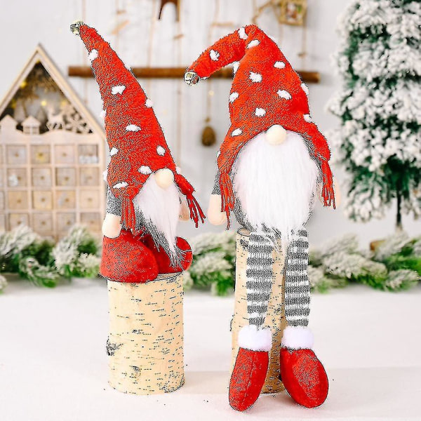 Jule langbeint nisse gnome plysjdukke ornament jule nisse leker-a