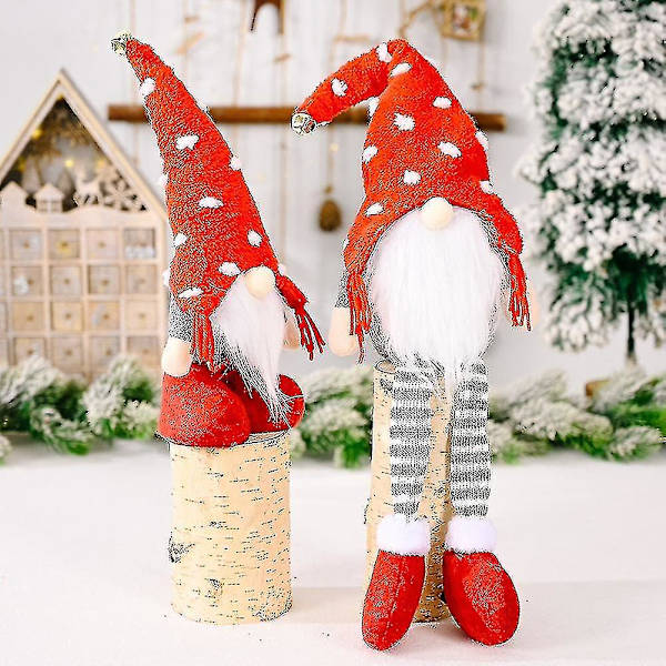 Jule Langbenet Nisse Gnome Plys Dukke Ornament Jule Elf Legetøj-a