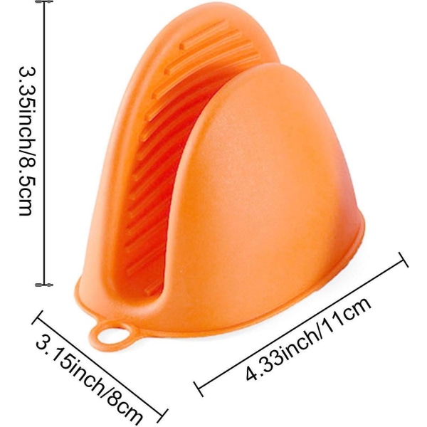 Varmebestandige Silikon Grydelapper - 2 Par, Beskyttelse af Fingre (Blå/Orange)