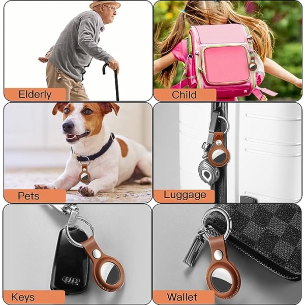 Case för AirTag med nyckelring, skyddande läderhållare Tracker- cover med nyckelring Kompatibel med Apple New Air Tag 2021 för husdjur, nycklar, bagage