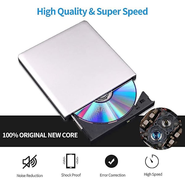 Dhrs Ulkoinen Dvd-Asema 3d, Usb 3.0 Ja Type-c Cd Dvd-Lukija Ohut Optinen Kannettava