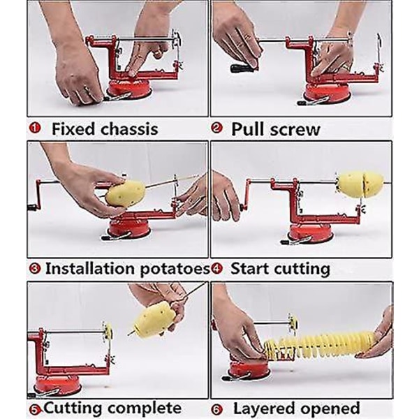 1 stk potet-twister potet-slicer rustfritt stål kjøkkenutstyr tornado-slicer manuell kutter spiralchips