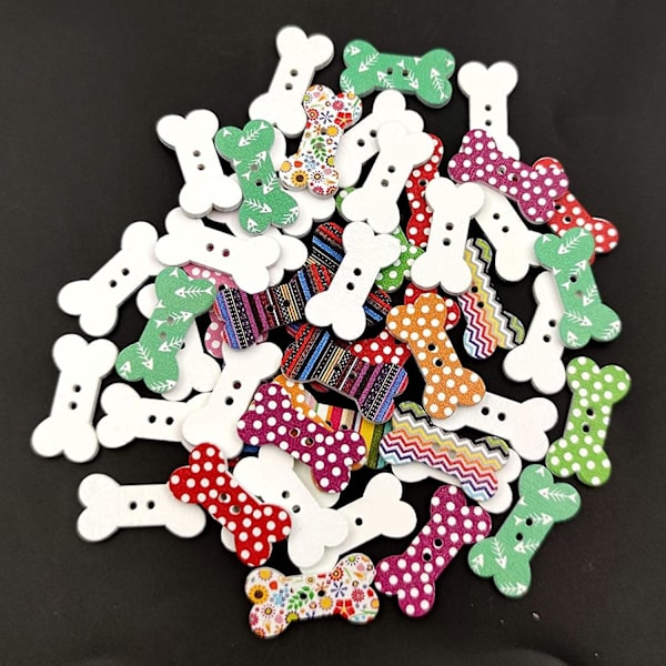 100x Fargerike Tretre Knapper Hundehull Til Strikking Scrapbooking