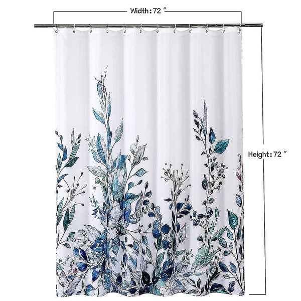 Duschdraperi med blommönster, Vattentätt, Viktad kant, Hållbart, Tvätbart, Snabbtorkande Polyester