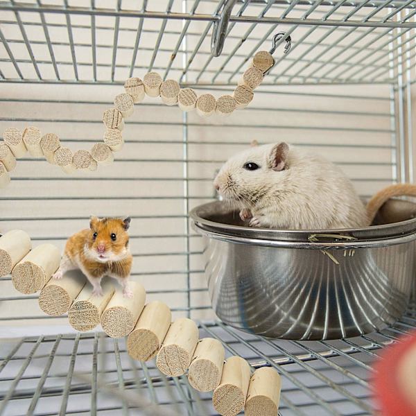 Trä husdjursstege bro 2 stycken mjuk djur bro leksak böjbar bur habitat leksak för hamster mus chipmunk och andra små djur