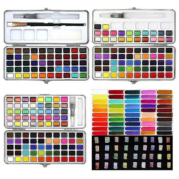 50/72/90 farver Solid Akvarel Maling Sæt Bærbar Metalæske Akvarel Pigment