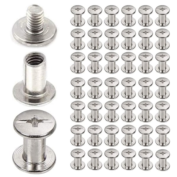 45 Set Chicago-skruvar 304 Rostfritt Stål Skruvpost Bindskruv Läderskruv För DIY Läder Bokbindning Väska Dekoration (5x8mm