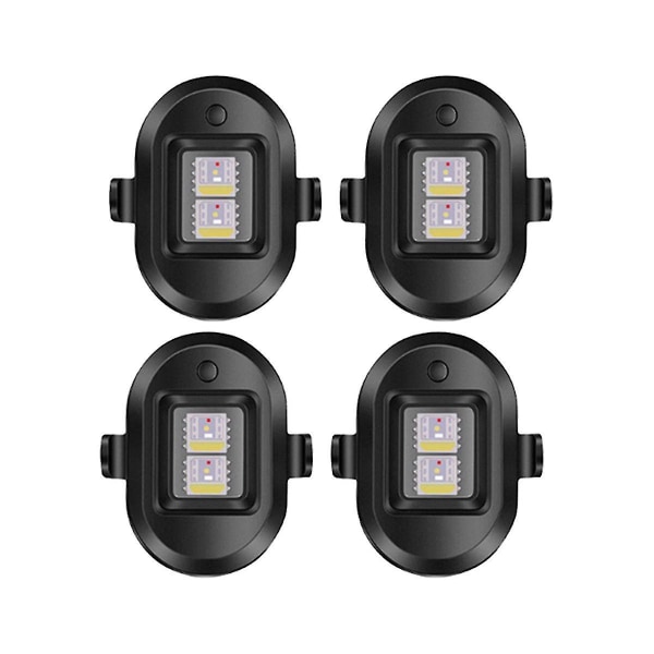 4 stk Universelle Blålys Advarselslys USB Oppladbare LED Nødlys Drone Natt Blålys Lampe
