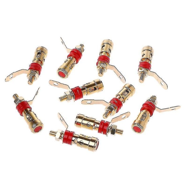 10 st mässingshögtalaranslutningsplint fjäderbelastad tryck subwoofer korgterminal