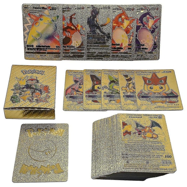 Kultaiset ranskalaiset Pokmon-kokoelmakortit Tcg Deck Box Kultakalvokortti Erilaiset kortit Pojat Z32102