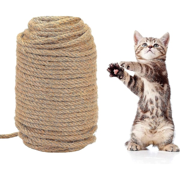 Sisalrep Katt Träd gör-det-själv-gripstolpe Leksak Katt Klätterställningsbyte rep Bordsben Kattslipare Cat Grabber (färg: 50m, storlek: 6mm