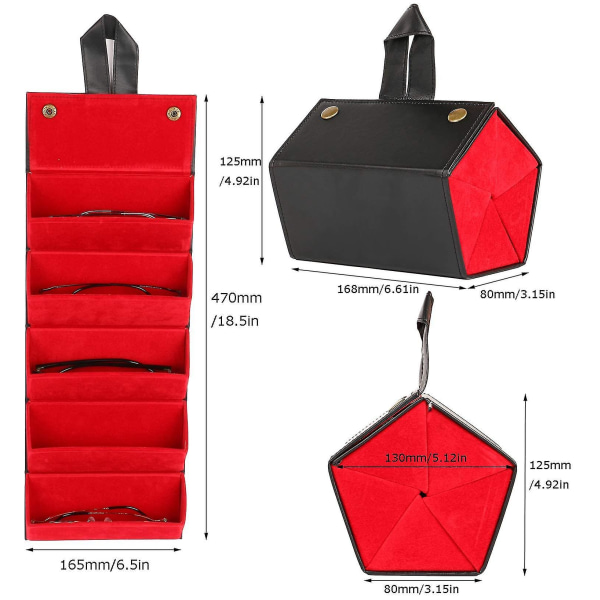 5-slot rejse solbriller arrangør samler - flere læder solbriller etui foldbar