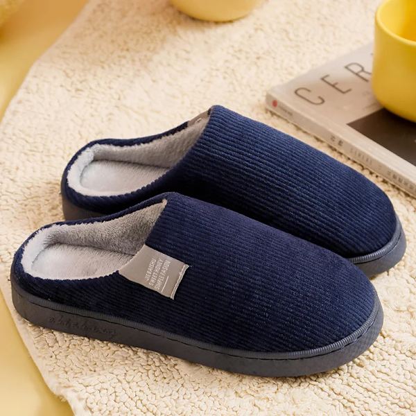 Kvinners bomull tøfler innendørs sko sklisikre myk bunn varm hæl vinter navy blue 40-41