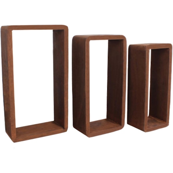 Rebecca Furniture Set 3 Shelves Rectangular Wall Dark Wood Design 24x41x9