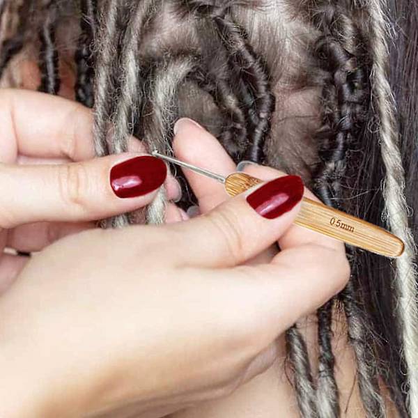 9 st Dreadlocks Virkningskrok Set, Latch Hook Dread Virkningskrokar för Hårlåsning Vävning, Interlocking Verktyg för Locs