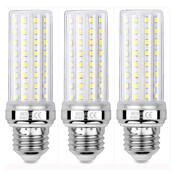 3 delar 20w led majs glödlampor, 150w ekvivalent glödlampa, 2300lm, 4000k neutral vit, E27 Edison skruv glödlampor