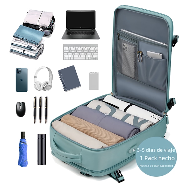 15,6 tommers bærbar PC-ryggsekk for kvinner, USB-lading, skolesekker, uavhengig skobag, utendørs reise-ryggsekk army green