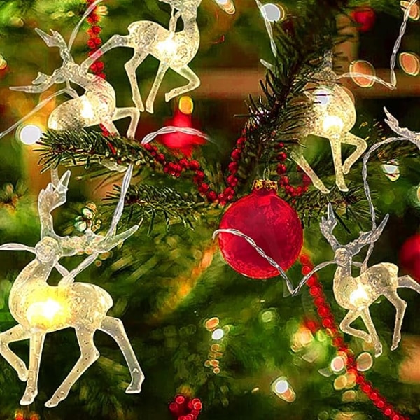 Julelys Rensdyrslyngelys,10 fod 20 LED elgstrenglys Batteridrevet indendørs og udendørs julepynt,ferielys til