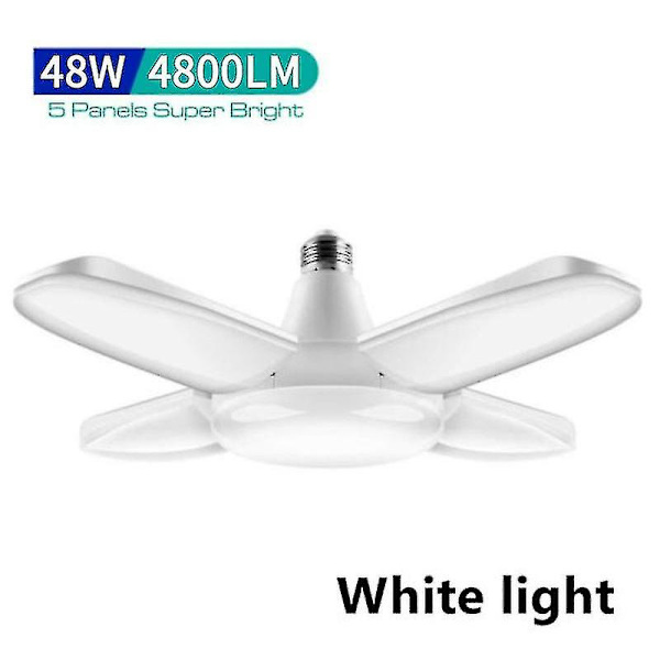 Industriell belysning E27 LED garasjelys 4 justerbare vifteblader deformerbar verksted lager takbelysning (farge: kald hvit)