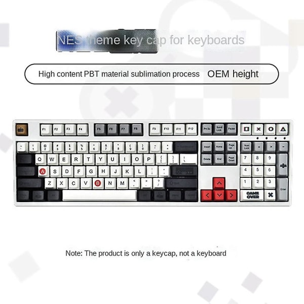 108 PBT Keycaps DIY Retro Keycaps Spilkonsol Ducky Mekanisk Gaming Tastatur Sort Hvid