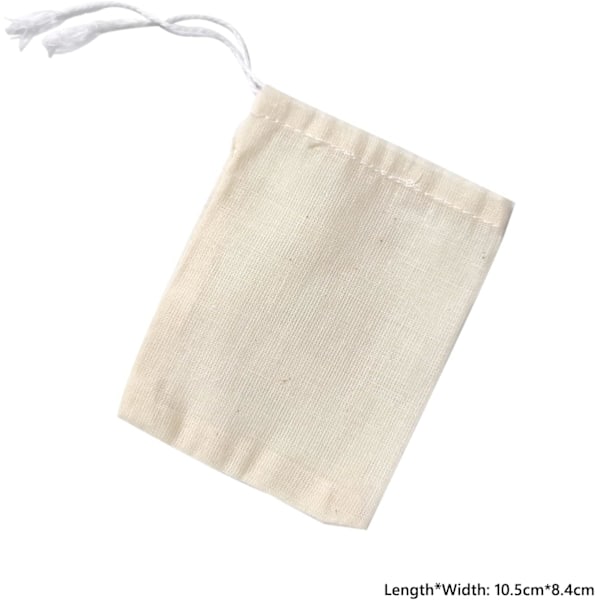 Muslin-poser med snor, bomulls-muslin stoffposer, gjenbrukbare små nettposer, gjenbrukbare te- og krydderposer til matlaging, krydder, te, kaffe