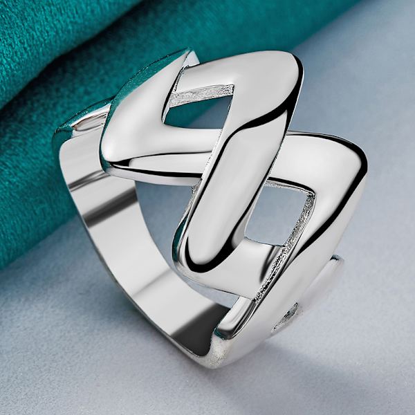 925 Sterling Hopea Kirjain Sormus Muoti Korut Viehätys Sormus 7-10 9