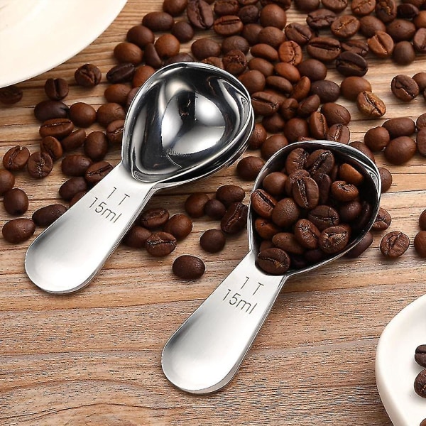 Kaffeskjeer i rustfritt stål, kortskaftet, måleskjeer for kaffe, te og sukker