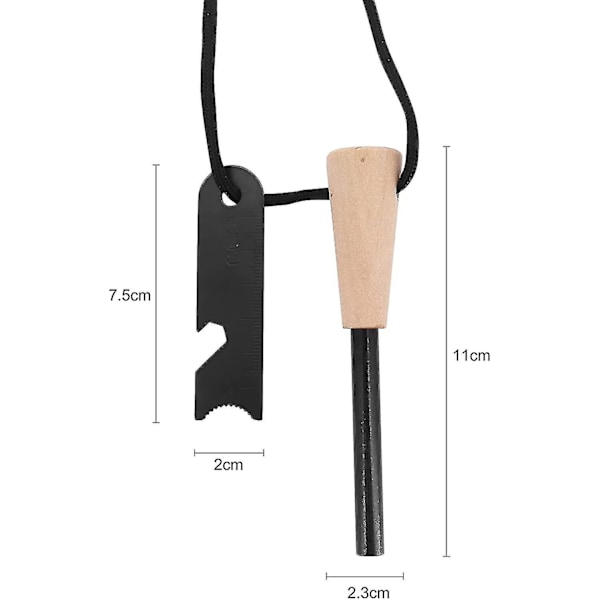 Sett med 2 flint og stål, flintstål overlevelsessett for bushcraft, magnesiumstang brannstartersett med håndlaget trehåndtak, 20 000