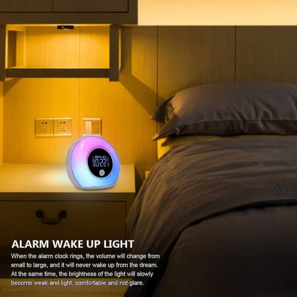 Nattlampa med Bluetooth-högtalare, dimbar stämningsbelysning med LCD-display / smart väckarklocka, 4 ljusstyrkor