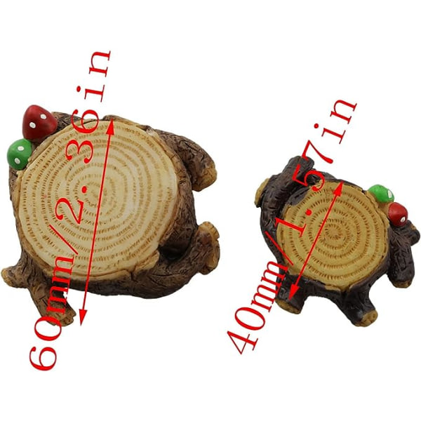 Trestubbe 4PCS 2 størrelser Fe Hage Simulering Sopp Trestubber i tre for Miniatyr Fe Hage Hjem Hus Dekorasjon Mini Håndverk Mikro Landskap D