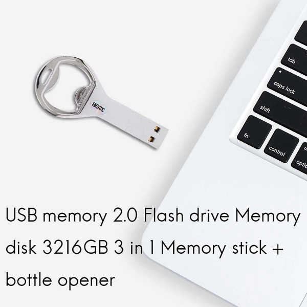 USB -minne 2.0 Flash Drive Minnesdisk 3216gb 3 i 1 Memory Stick + Flasköppnare