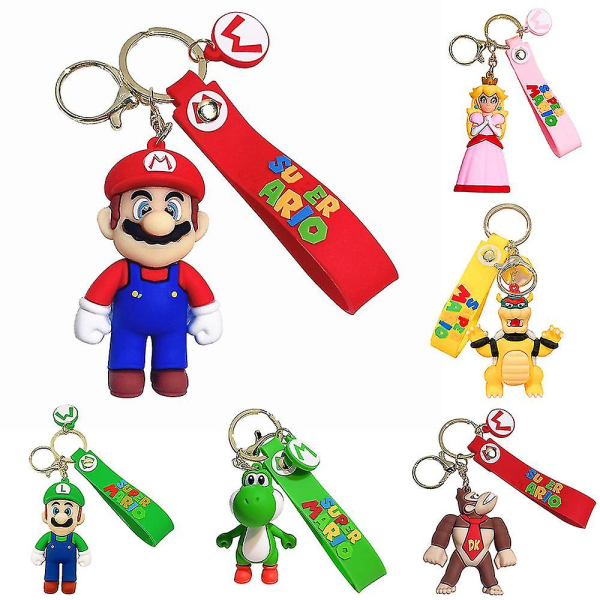 Super Mario Brothers Inspired Keychain - Tecknad Anime Mario Yoshi Nyckelring Nyckelring Hängsmycke Berlock Presenter till vuxna barn fans