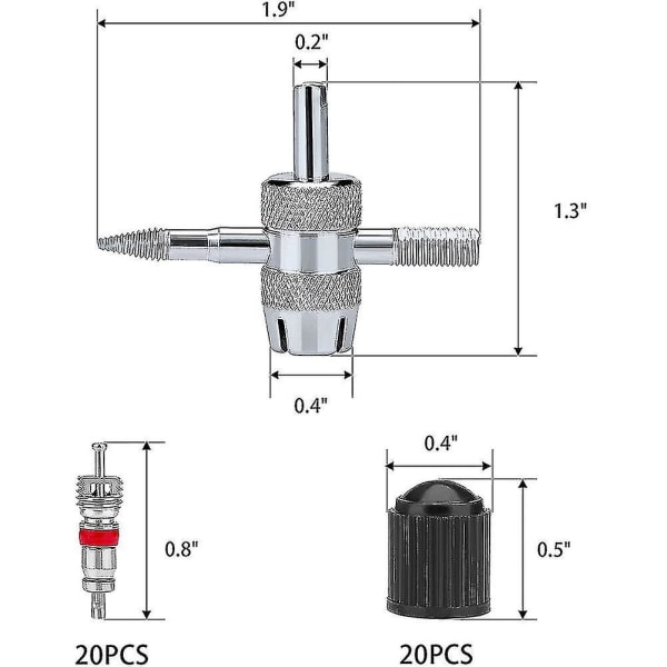 44-delars ventilborttagningsverktyg, ventilkärna, 4-vägs ventilverktyg, ventilkärnaborttagningsverktyg, cover