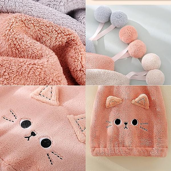 Roliga söta hårtorkningshanddukar, 3-pack mikrofiberhårhandduk wrap 3-pack mikrofiberhårhandduk wrap snabb torkande hårturbaner för kvinnor flickor barn lockigt