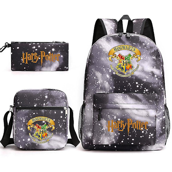 3 st/set Harry Potter Ryggsäck för flickor pojkar axelväska pennväskor tryckt casual skolväska utomhusgåva H01