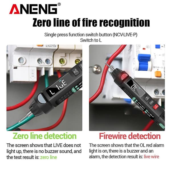 ANENG A3008 Digital 6000 Counts Intelligent Professional Multimeter Sensor Pen Tester Strømmåler