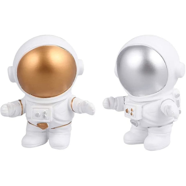 Astronaut Figur Spaceman Resin Toy Cake Toppers 2 stk Cupcake Toppers Desktop Ornament Toppers Bryllup Bursdag Festival Cake Topper