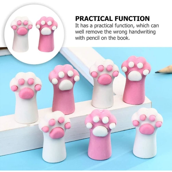 Cat Paw Eraser lyijykynän tulpat 12 kpl Crday Animal lyijykynän pyyhekumit kynän yläosan pyyhekumit