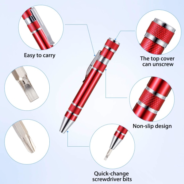 4 delar penna skruvmejsel Multitool Handy Tool 8 i 1 magnetisk ficka skruvmejsel Multi Precision Funktion Julklapp till man Miniprylar Reparation T