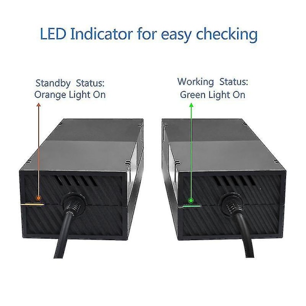 Strømforsyning for Xbox One - Erstatningsstrømforsyningsadapter 100-240v Spenningskabel